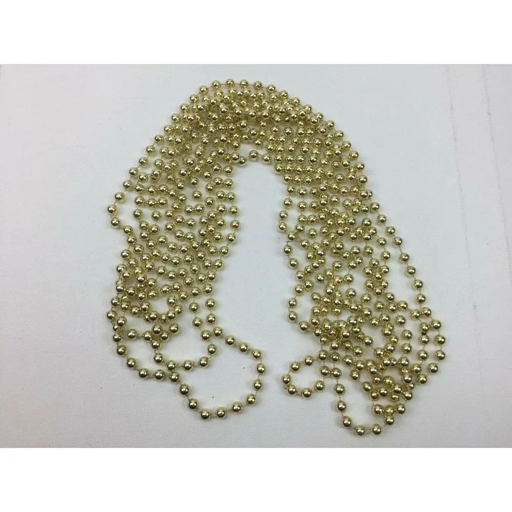 Christmas Festive Holiday Indoor Decor Plastic Gold Bead Garland